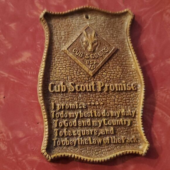 Vintage BSA Boys Scouts of America Cub Scout Promise Plaque - Picture 1 of 4